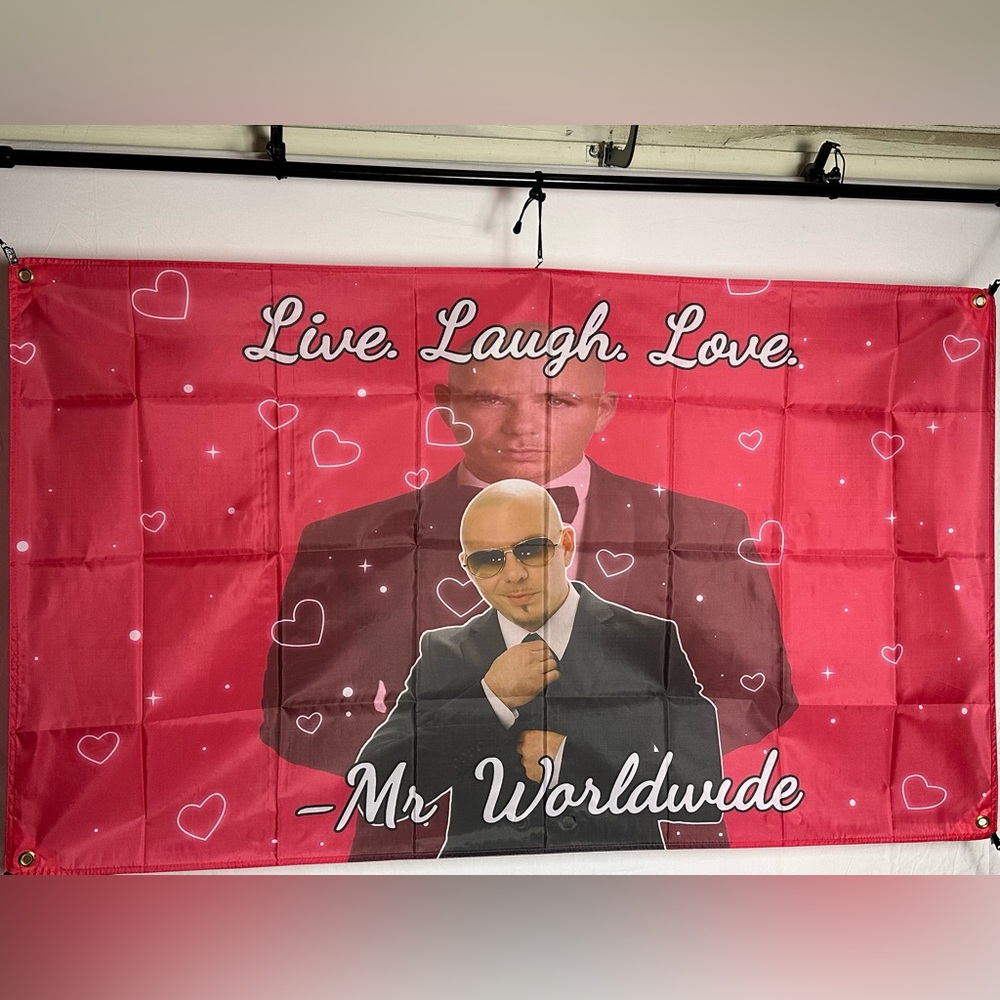 Pitbull “Mr. Worldwide Banner Tapestry 5x3Ft. With 4 Grommets (polyester)
